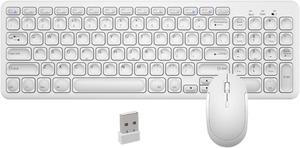 Wireless Keyboard and Mouse Combo,JieruiDeng 2.4Ghz USB Cordless Slim Silent Keyboard and Mouse Kit Home Office Game Use for Computer,Laptop,PC Desktops,Mac (White)