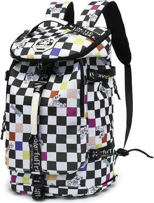 Kalesi Gym Duffle Bag Backpack 4-Way Waterproof with Shoes Compartment for travel Sport Hiking laptop (Checkerboard)