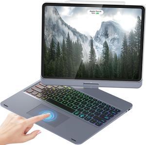 Kolude iPad Pro 12.9 Case with Keyboard for iPad Pro 12.9 inch 6th Generation 2022,5th Gen 2021 / 4th Gen 2020 / 3rd Gen Multi-Touch Trackpad,360degRotatable Integrated Magnetic Case Grey