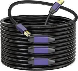 LDKCOK Active USB 2.0 Printer Cable100ft - A-Male to B-Male High Speed Printer/Scanner/Repeater Cable for HP, Canon, Epson, Dell, Samsung etc
