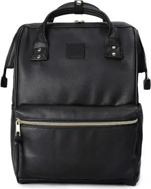 Kah&Kee Leather Backpack for Women and Men 15-inch Laptop Bag | Teacher Professional, Diaper Bag Backpack, Ideal for Work, School, Nurse, College & Travel (Black, Medium)