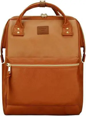 Kah&Kee Leather Backpack for Women and Men 15-inch Laptop Bag | Teacher Professional, Diaper Bag Backpack, Ideal for Work, School, Nurse, College & Travel (Buff/Camel, Medium)