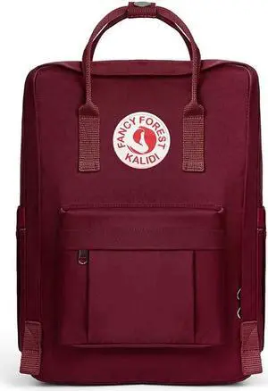KALIDI Casual Laptop Backpack 15 Inches Classic Camping Rucksack Travel Outdoor Square Daypack College Hiking Gym Bag, Burgundy