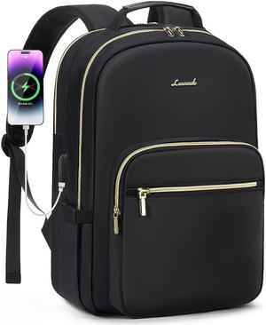 LOVEVOOK Laptop Backpack for Women 15.6 inch,Cute Womens Travel Backpack Purse,Professional Laptop Computer Bag,Waterproof Work Business College Teacher Bags Carry on Backpack with USB Port,Black-2