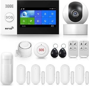 Home Security System, Wireless 4G WiFi Alarm System with 1080p Surveillance Camera, 4.3" Touch Screen Home Burglar Alarm Compatible with Alexa Google Home