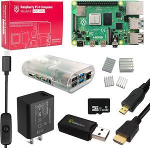 MakerSpot, Raspberry Pi 4 Model B Starter Kit with 4GB RAM with 5v3a Charger Micro-HDMI Cable Heat Sink & 32 GB MicroSD Card
