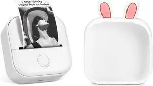 Memoking T02 Thermal Pocket Printer and White Bunny Printer Case