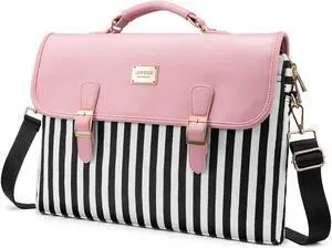 LOVEVOOK Computer Bag for Women Laptop Messenger Bag for Work College, Slim-Pink, 15.6-Inch