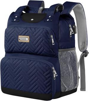 Mogplof Women Lunch Backpack, 15.6 Inch Laptop Backpack with USB Port RFID Pockets, Water-resistant College Insulated Cooler Backpacks Business Travel Work Leakproof Lunch Box Backpack for Work