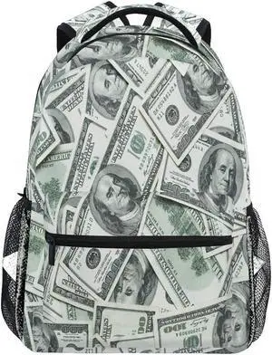 Backpack Funny American Dollar Money Adults School Bag Casual College Bag Travel Zipper Bookbag Hiking Shoulder Daypack for Women Men