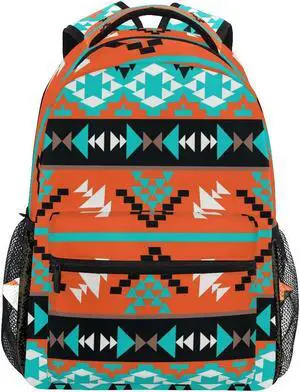 Backpack Ethnic Aztec Geometric Adults School Bag Casual College Bag Travel Zipper Bookbag Hiking Shoulder Daypack for Women Men
