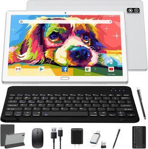 10 Inch Tablet Android 11 Tablets, 2 in 1 Tablet PC with 4+64/128GB Storage Octa-Core, Dual Sim Card Slots Tablet with Keyboard, 13MP Camera, 6000mAh Battery, GPS, Bluetooth, WiFi, Case Included