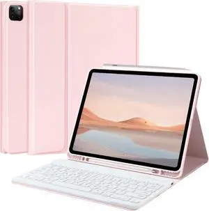 TQQ for iPad Air 13-inch (M3/M2, 2025/2024) & Pro 12.9 inch Case with Keyboard, Keyboard case for 12.9-inch iPad Pro 6th/5th Gen - with Pencil Holder for iPad Air 13-inch/iPad Pro 12.9 (Pink)