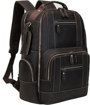 UBANT Leather Backpack for Men, 15.6 inch Laptop Backpack Men's Vintage Full Grain Leather Backpack Large Capacity Business Office Bag Casual Camping Travel Weekend Daypack