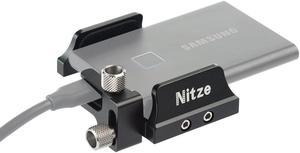 Nitze Universal SSD Mount Bracket for Samsung T5 SSD, Samsung T7 SSD, SanDisk SSD Within 45 to 60mm of Width,SSD Holder with USB-C Cable Clamp - N42C