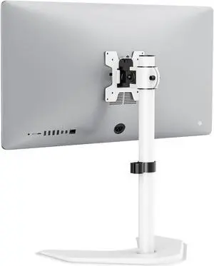 WALI Single Monitor Stand, Free Standing Desk Stand with Mounting Holes 75 to 100, Fully Adjustable Mount Fits One Screen up to 32 inch (MF001-W), White