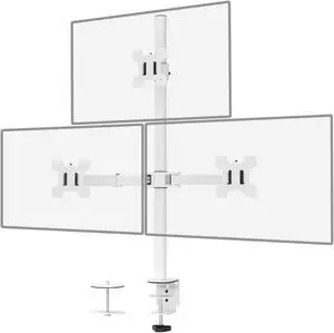 WALI Triple Monitor Stand, Height Adjustable Free-Standing Monitor Desk Mount, fits 3 Computer Screens up to 27 Inch, Holds up to 22lbs per Arm,Black