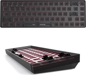 CIY GK68 Dual Mode Wireless Hotswap Tester Keyboard Kit, DIY 65%, Bluetooth 5.0/2.4G Wireless, Replaceable MX Switch 5Pin/3Pin, ABS Shell,Metal Positioning Plate,Sound Insulation Mat(Black Hyaline)