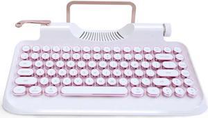 KNEWKEY RYMEK Typewriter Style Mechanical Wired & Wireless Keyboard with Tablet Stand, Bluetooth Connection (White)