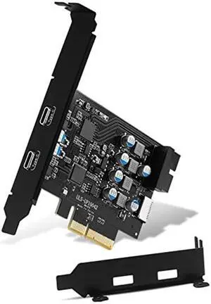 YEELIYA USB C PCIe Card SuperSpeed 10Gbps with 2 USB C and 2 Internal Port(Type-E,19 Pin USB 3.0 Header) PCI-E Expansion Cards PCI Express Front Panel Adapter for Desktop PC
