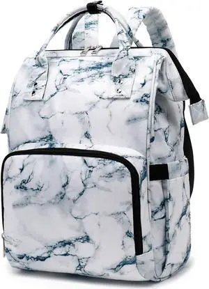 Yusudan Marble Laptop Backpack for Women Men, 15.6 inch College School Backpack Bookbag for Work/School/Travel/Business