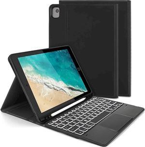 SaharaCase Protection Bluetooth Keyboard Case with Mouse Pad for Apple iPad 10.2 Inch (9th Generation 2021) [Shockproof Bumper] Heavy Duty Rugged Protection Antislip Integrated Kickstand - Black