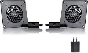 SCCCF USB cabinet 80MM fan Quiet Cooling Fan System 4" with Speed Control, for Home Theater AV Cabinets (2PACK)