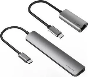 WALNEW USB C to Ethernet Adapter & 7-in-1 USB C Hub Bundle