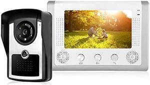 7inch Video Intercom Doorbell, Wired Waterproof Video Door Phone Intercom System, IR Camera Monitor Door Phone 110-240V for 1-Family House (US)