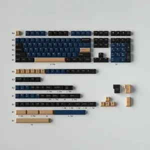 172 Keys Double Shot Keycaps Cherry Profile Blue Samurai Keycaps for 61/64/87/104/108 Cherry Mx Switches ISO ANSI Layout Mechanical Keyboard