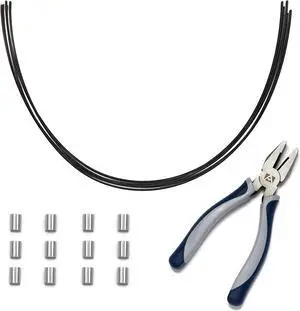 TetherTies Cable Organization, DIY Tether Kit - Customizable Cable Tethers for Computers, Adapters & Dongles - Easy Self Installation Tether Cables with Free Crimping Tool (Black 60 Pk, 12 inch)