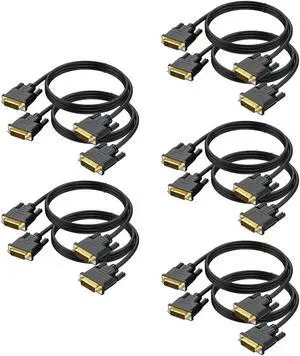 URELEGAN 6 Feet DVI to DVI-D 24+1 Cable 10-Pack, Male to Male, Black, High Speed, Supports 1080P Full HD, Compatible with HDTV, Gaming, Monitor, Projector