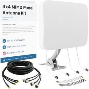 Waveform MIMO 4x4 Panel Antenna Kit for 4G & 5G Cellular Hotspots, Routers, & Gateways | T-Mobile Home Internet, Verizon, AT&T Cell Signal Booster | Kit w/ 30ft SMA Cable, J-Mount, TS9 & U.Fl Adapters