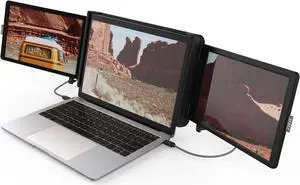 Xebec Tri-Screen 2 | Portable Attachable Monitor for Laptop | Full HD Plug & Play, Compatible with Mac, PC, 1920x1200 | Tri Screen for Laptop with Instant Setup