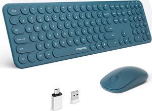 XTREMTEC 2.4G Full Size Wireless Keyboard Mouse Combo, Ultra Slim Silent Cute Computer Keyboard with USB Receiver for Windows, OS, PC, Mac, Tablet (Blue)