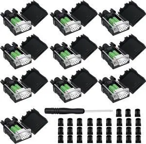 YIOVVOM DB9 Breakout Connector,DB9 Solderless RS232 D-SUB Female Serial Adapters 9-Pin Port White Adapter to Terminal Connector Signal Module with case Set of 10