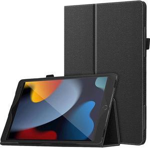 SaharaCase Bi-Fold Folio Case for Apple iPad 10.2 Inch (9th Generation 2021) [Shockproof Bumper] Rugged Protection Antislip Leather Kickstand (Black)