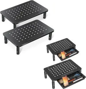 Zimilar 2 Pack Monitor Stand Riser, Height Adjustable, 3 Levels, Steel & Rubber, Computer Monitor Stands