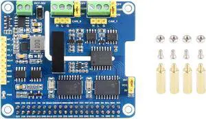 Waveshare 2-Channel Isolated CAN Bus Expansion HAT, Compatible with Raspberry Pi 5/4B/3B/Zero/Zero W/Zero 2W/Pico/Pico W/Pico WH, Dual Chips Solution, Built-in Multi Protections
