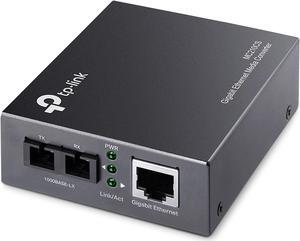 TP-Link Gigabit SFP to RJ45 Fiber Media Converter | Fiber to Ethernet Converter | 10/100/1000Mbps RJ45 Port to 1000Base-LX Single-Mode Fiber (MC210CS) Grey