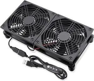 GDSTIME Dual 120mm 5V USB Fans, 102CFM Big Airflow Fan Cooling for Router TV Box Micro Computer and Other Electronics
