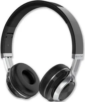 Aduro Resonance Wireless Headphones with Microphone Foldable Over The Ear Headphones with Mic Rechargeable Wireless Headset - Black/Silver