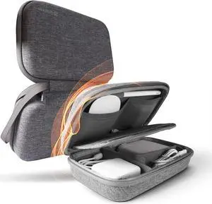 Smatree Hard Case for Apple Magic Mouse, Magsafe Charger, AC Adapter, USB Cable, Pencil, Electronic Accessories Storage Case for Macbook, Small Bag - Grey