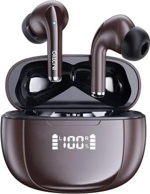 Wireless Earbuds, Bluetooth Headphones 5.3 with LED Power Display Charging Case,True Wireless Earphones Deep Bass Stereo Sound TWS Microphone, IP67Waterproof for Sleep Sport Workout GamBrown