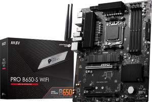 MSI PRO B650-S WiFi ProSeries Motherboard (AMD Ryzen 9000/8000/7000 Series Processors, AM5, DDR5, PCIe 4.0, M.2 Slots, SATA 6Gb/s, USB 3.2 Gen 2, HDMI/DP, Wi-Fi 6E, Bluetooth 5.3, 2.5Gbps LAN, ATX)