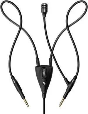 MEZE AUDIO | Boom Mic | Omnidirectional Clear Audio Plug-and-Play Boom Microphone | for Gaming and Remote Work | 3.5mm Male to Dual TS Mono 3.5mm Male Connector Plug | Cable Length 2.50m/8.2ft