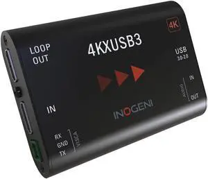 4KXUSB3 by INOGENI, Video Converter 4K HDMI to USB with HDMI Loop, Plug and Go, Up to 60fps, Professional Device with VISCA Control