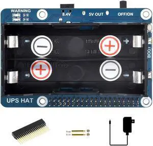 Waveshare UPS HAT for Raspberry Pi 5/4B, 5V Uninterruptible Power Supply Charge and Power Output at The Same Time
