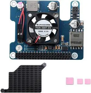 waveshare PoE HAT (F) for Raspberry Pi 5,Power Over Ethernet HAT (F) Expansion Board for Raspberry Pi 5,802.3af/at Network Standard,High Power, Onboard Cooling Fan, with Metal Heatsink