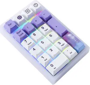 BOYI TD21 Hot Swappable Numpad,21 Keys Mini Numpad Portable Keypad Bluetooth 5.0/2.4GHz/Wired Number Pad Keyboard PBT Keycaps RGB Backlit Type-C Mini Keyboard (Purple Dream Encounter Keycaps)